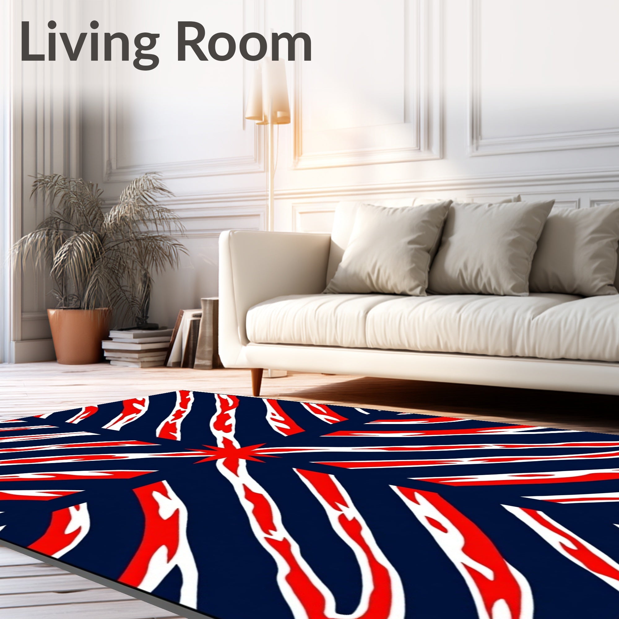 Bold Crimson Starburst Diagonal Stripes Rug