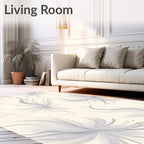 Ethereal Gray Feather Swirl Rug