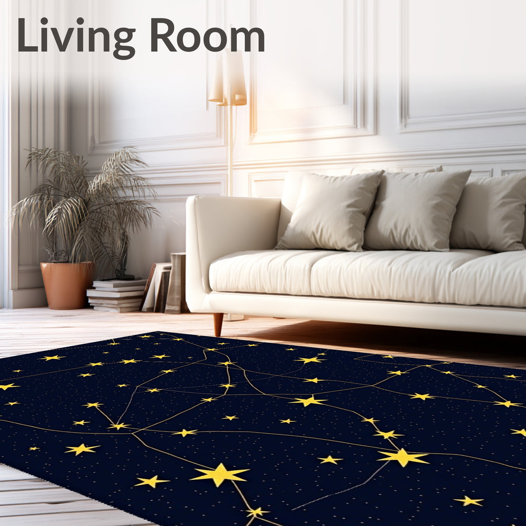 Golden Starry Celestial Night Backdrop Rug