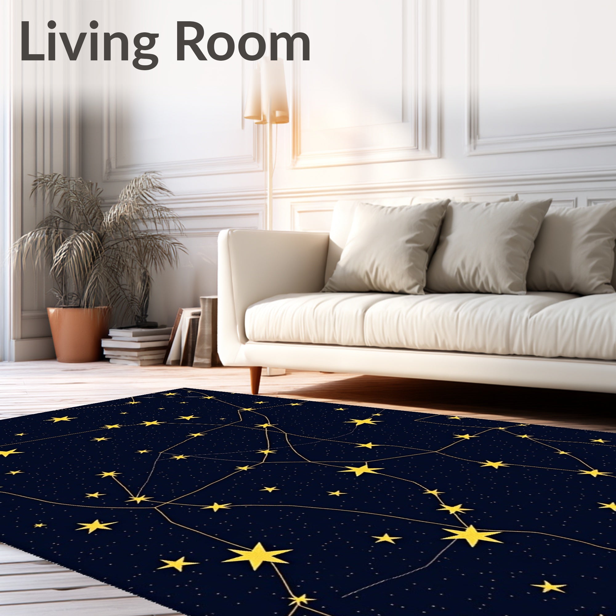 Golden Starry Celestial Night Backdrop Rug
