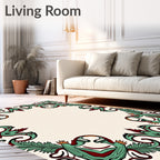 Emerald Red Baroque Floral Frame Rug