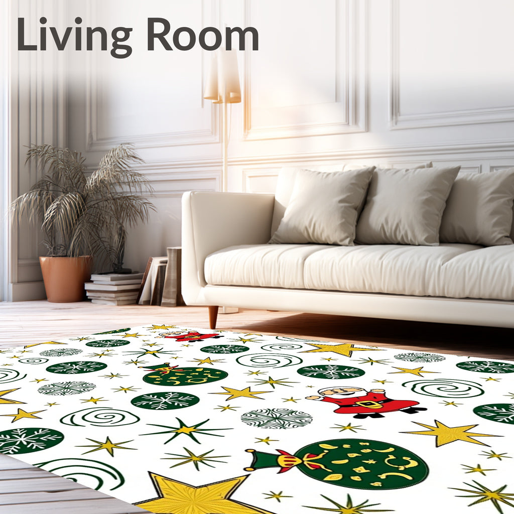 Festive Santa Stars Snowflakes Gift Bags Rug
