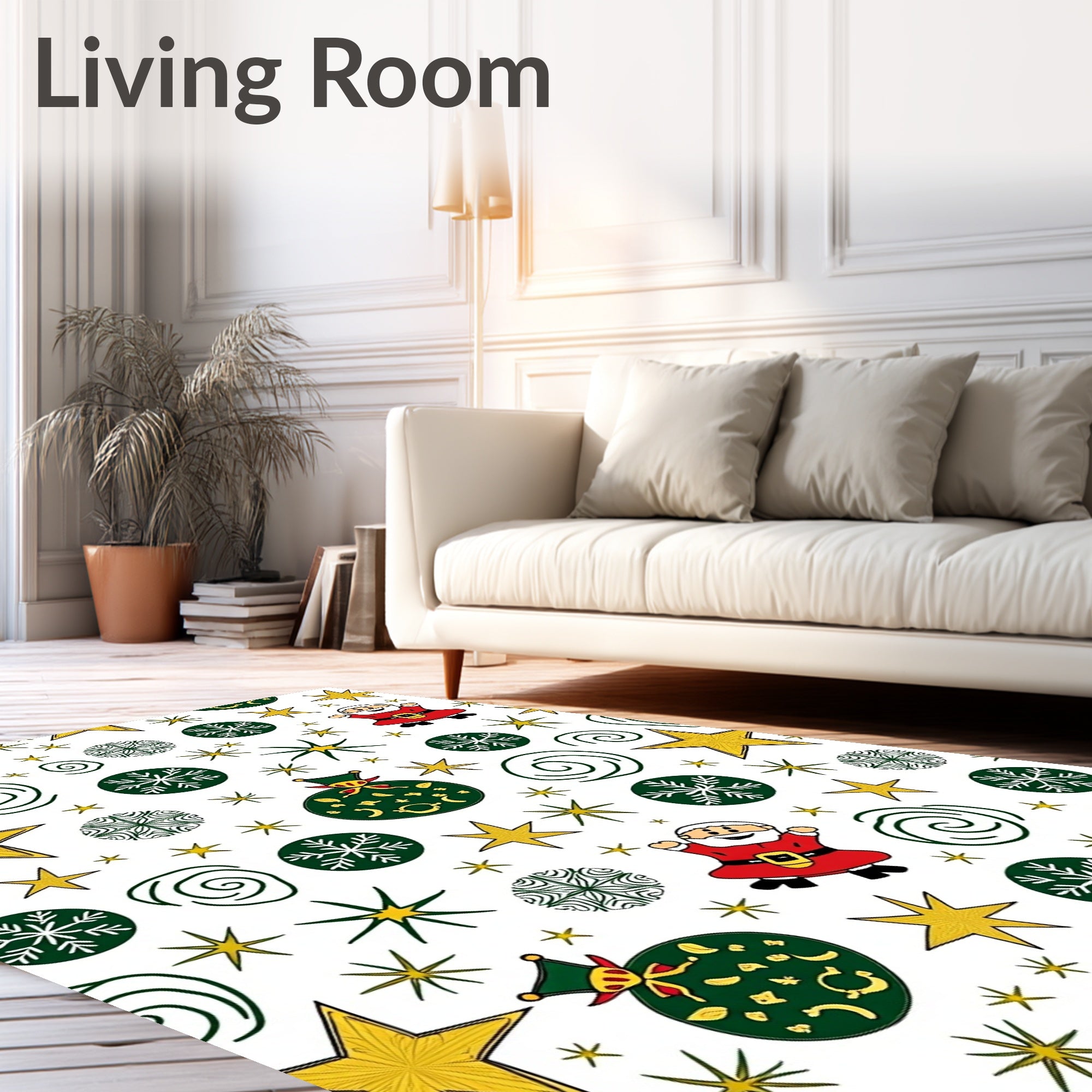 Festive Santa Stars Snowflakes Gift Bags Rug