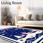 Playful Snowman Snowflake Stars Rug