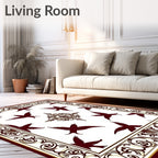 Crimson Birds With Ornate Border Rug