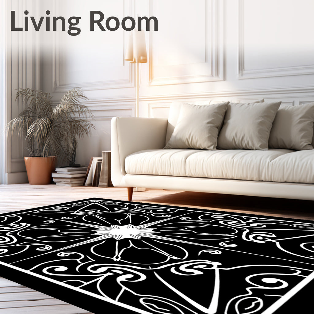 Bold White Starburst Symmetry Rug