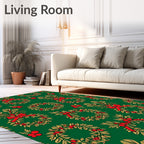 Green Red Golden Wreath Garlands Rug