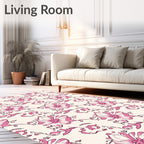 Pink Orchid Sketchy Floral Vine Rug