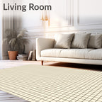 Cream and Brown Subtle Geometric Grid Rug