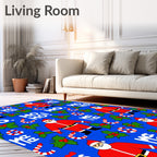 Merry Santa Claus Holly Candy Cane Rug