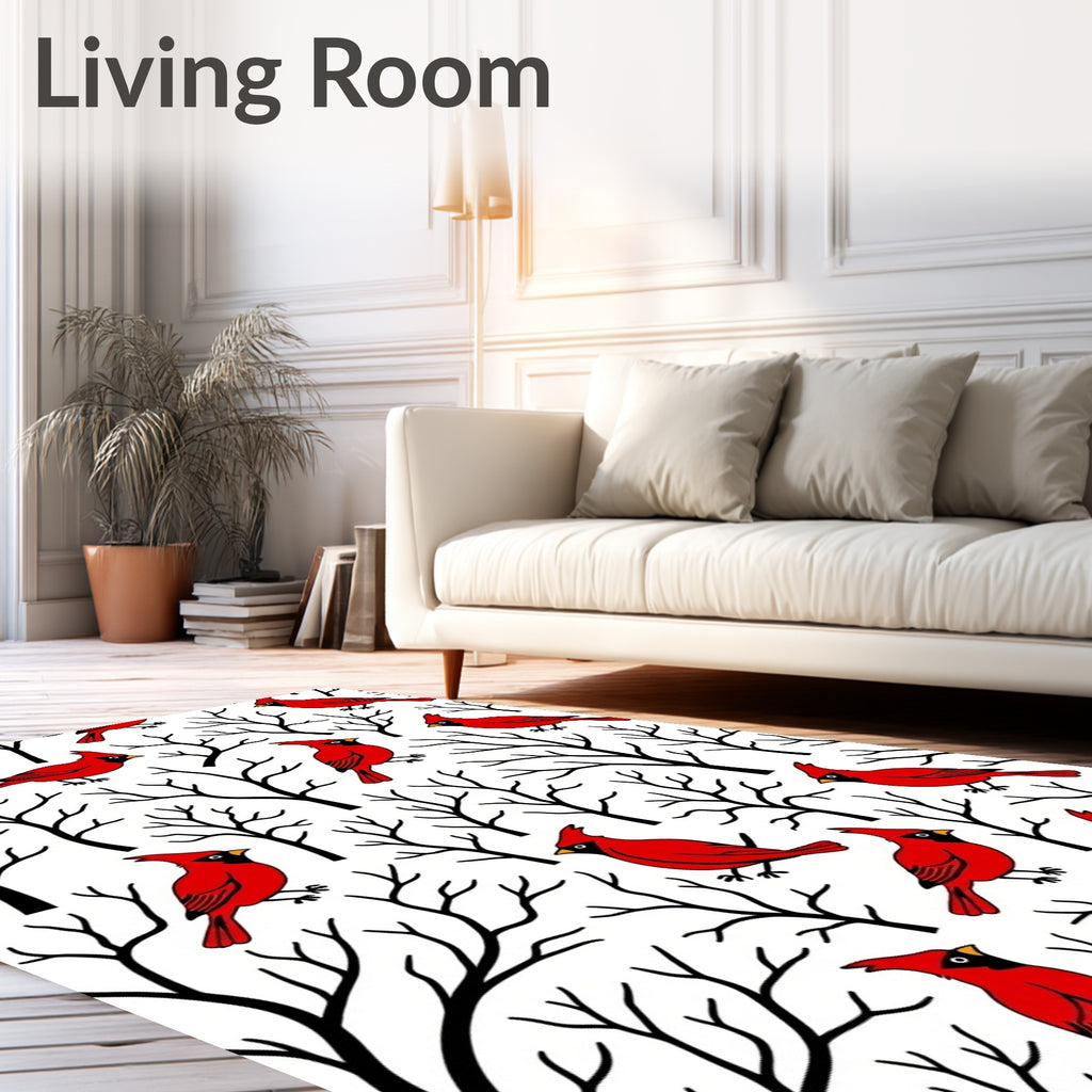 Cardinal Birds on Bare Winter Trees Rug