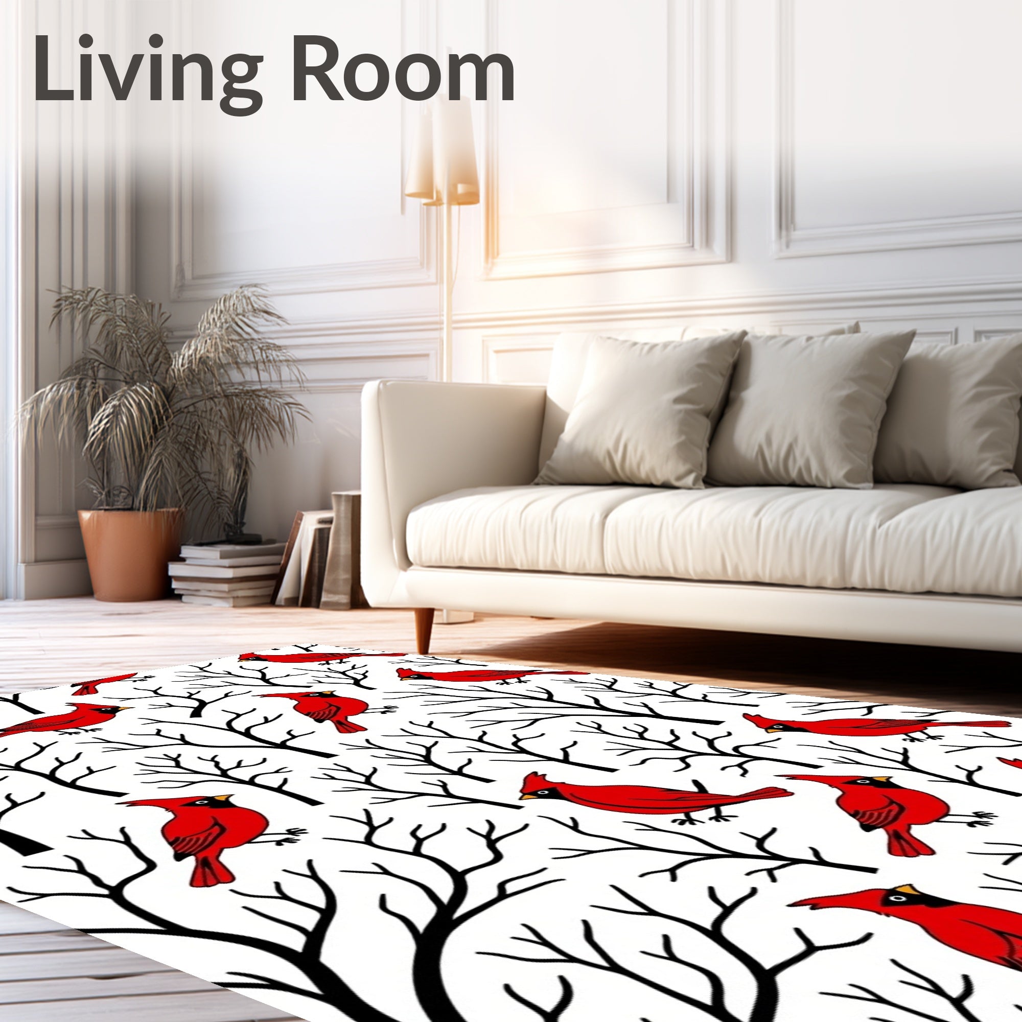 Cardinal Birds on Bare Winter Trees Rug