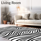 Bold Black White Wavy Stripe Rug