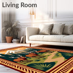 Woodland Deer Mountain Scene Landscape Rug