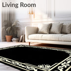 Elegant Cream Scrollwork Border Rug