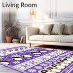 Whimsical Penguin Purple Snowflakes Rug