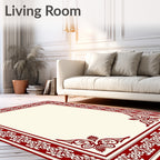 Crimson Decorative Bordered Rectangular Rug