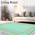 Pastel Mint Vine Floral Arch Frame Rug