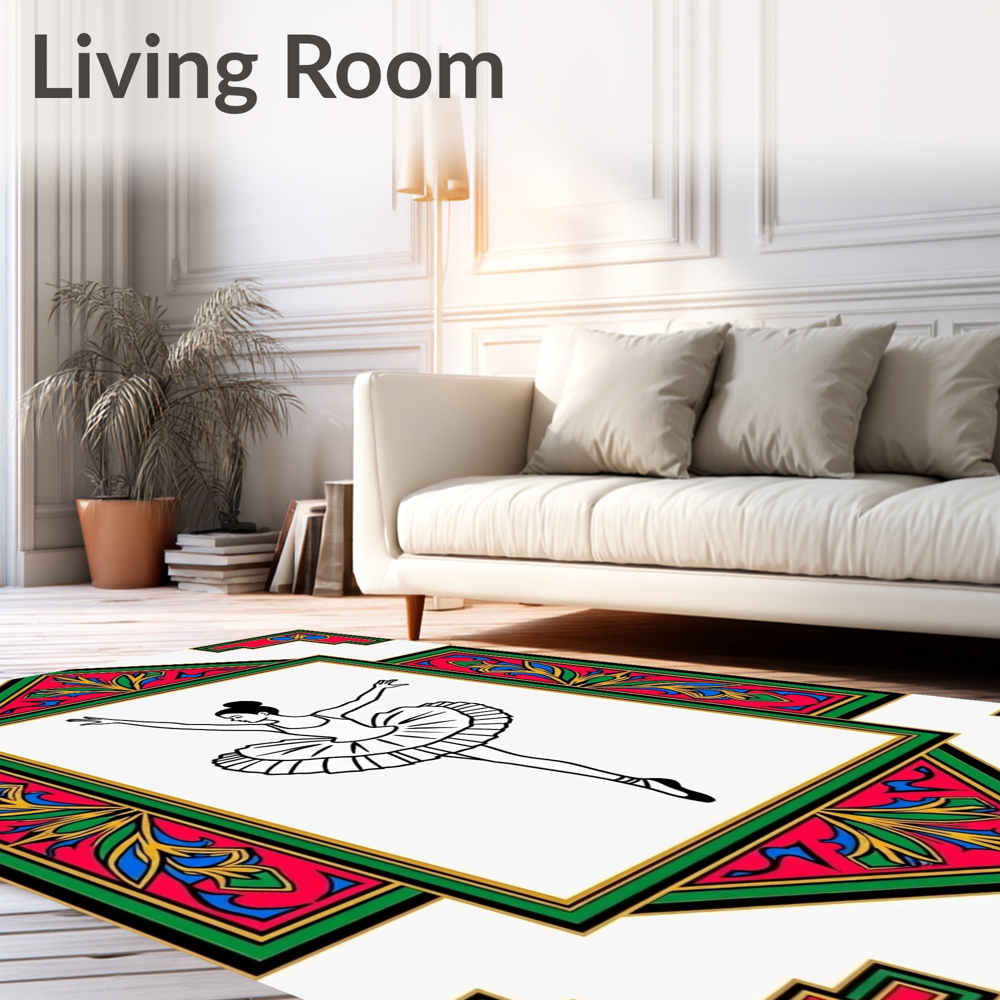 Earthy Tone Ballerina Dance Frame Rug