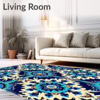 Vibrant Teal Sunburst Medallion Rug