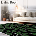 Green Leaf Branch Line Art Rug