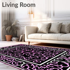 Lively Pink Floral Vine Border Rug