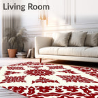 Crimson Floral Symmetry Diamond Rug