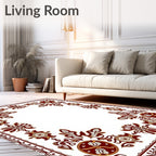 Lacy Crimson Leaf Medallion Border Rug