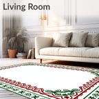 Crimson and Green Floral Border Rug