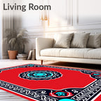 Crimson Medallion Ornamental Border Rug