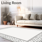 Geometric Grey Vine Border Rug