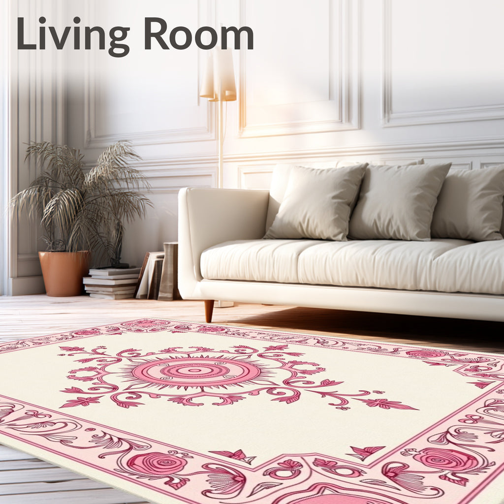Elegant Rose Vine Medallion Center Rug