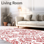Red Floral Scrollwork Vine Rug