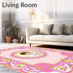 Pink Floral Medallion Child Portrait Rug