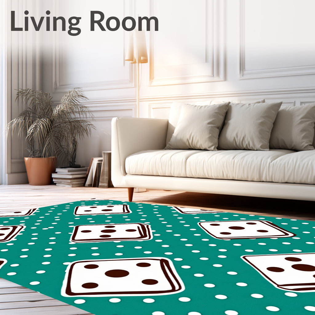 Teal White Polka Dot Dice Rug