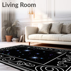 Cosmic Night Sky Starburst Rug