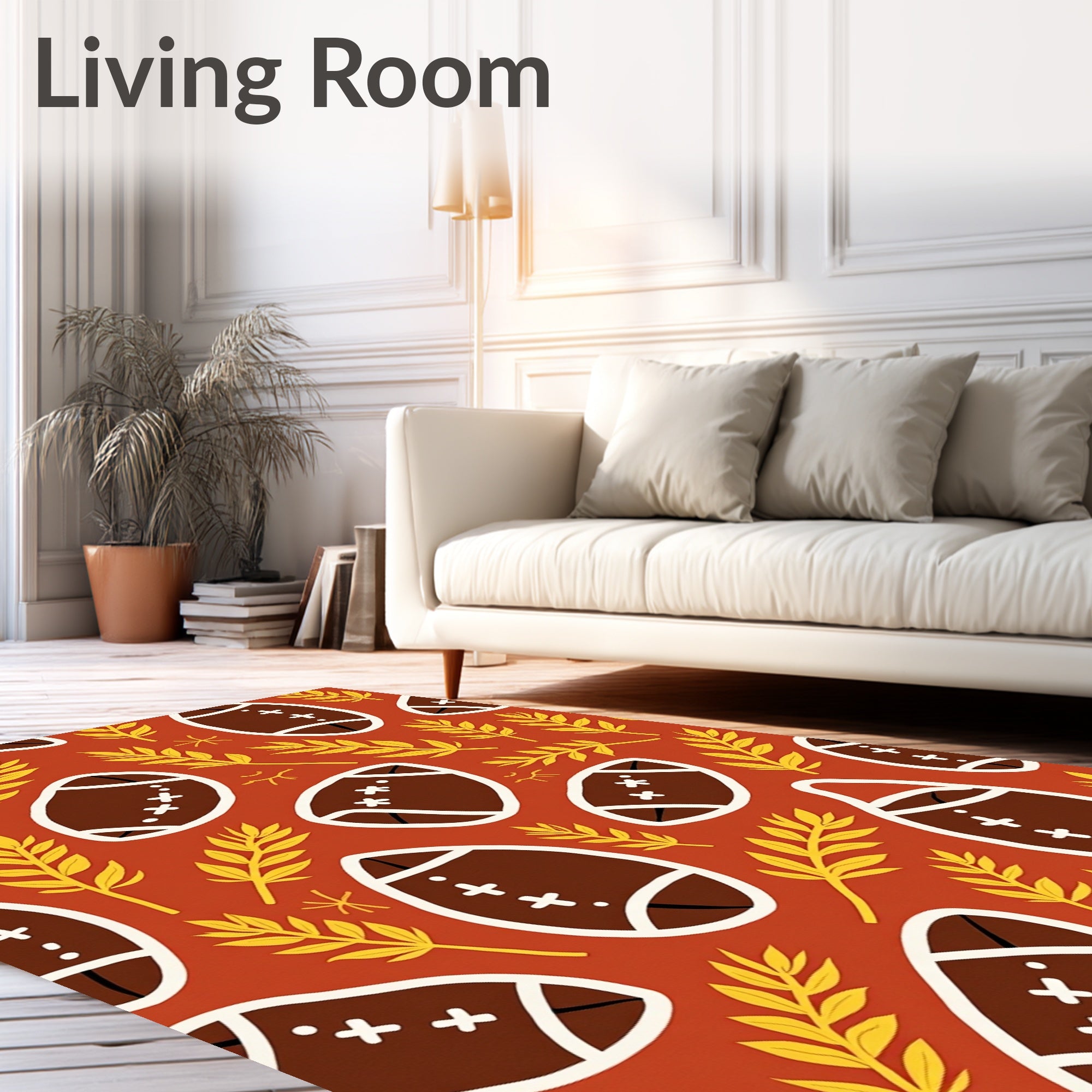 Autumn Football Leaves Rug