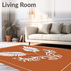 Terracotta Winged Swan Swirl Rug