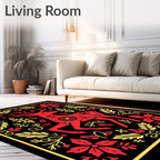Crimson Deer Floral Surround Rug