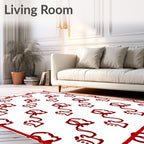 Crimson Ribbon Head Silhouette Medallion Rug