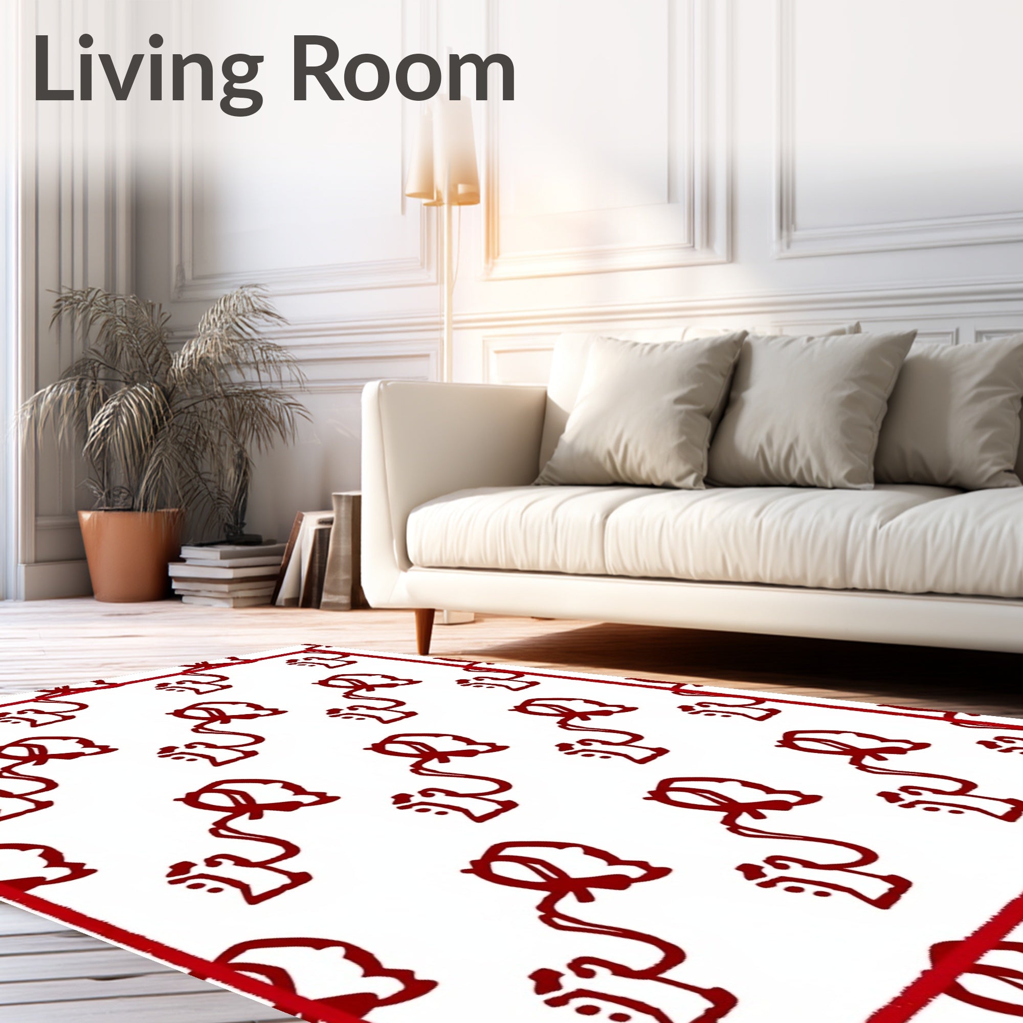 Crimson Ribbon Head Silhouette Medallion Rug