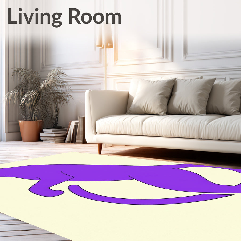 Purple Feline Silhouette Abstract Rug