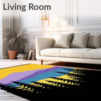 Purple Mountain Forest Landscape Sunset Rug
