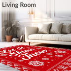 Red White Snowflake Fair Isle Rug