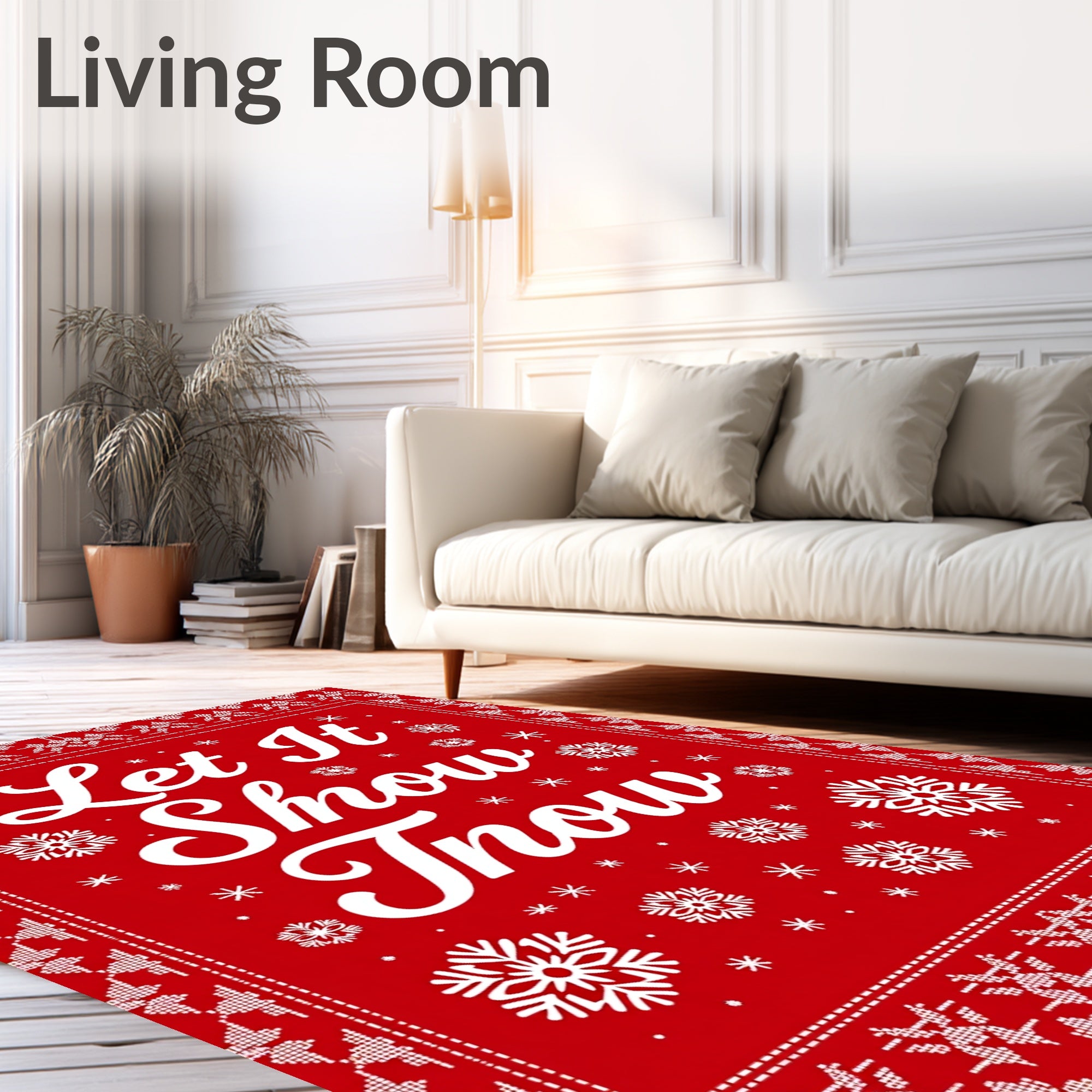 Red White Snowflake Fair Isle Rug