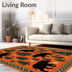 Forest Woodland Creatures Orange Rug
