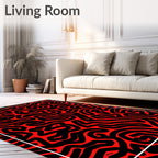 Bold Red Maze Abstract Art Rug