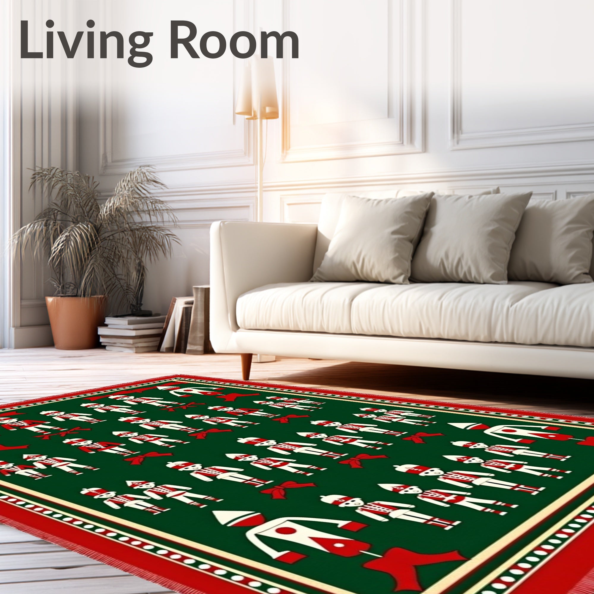 Red White Green Soldier Garland Rug