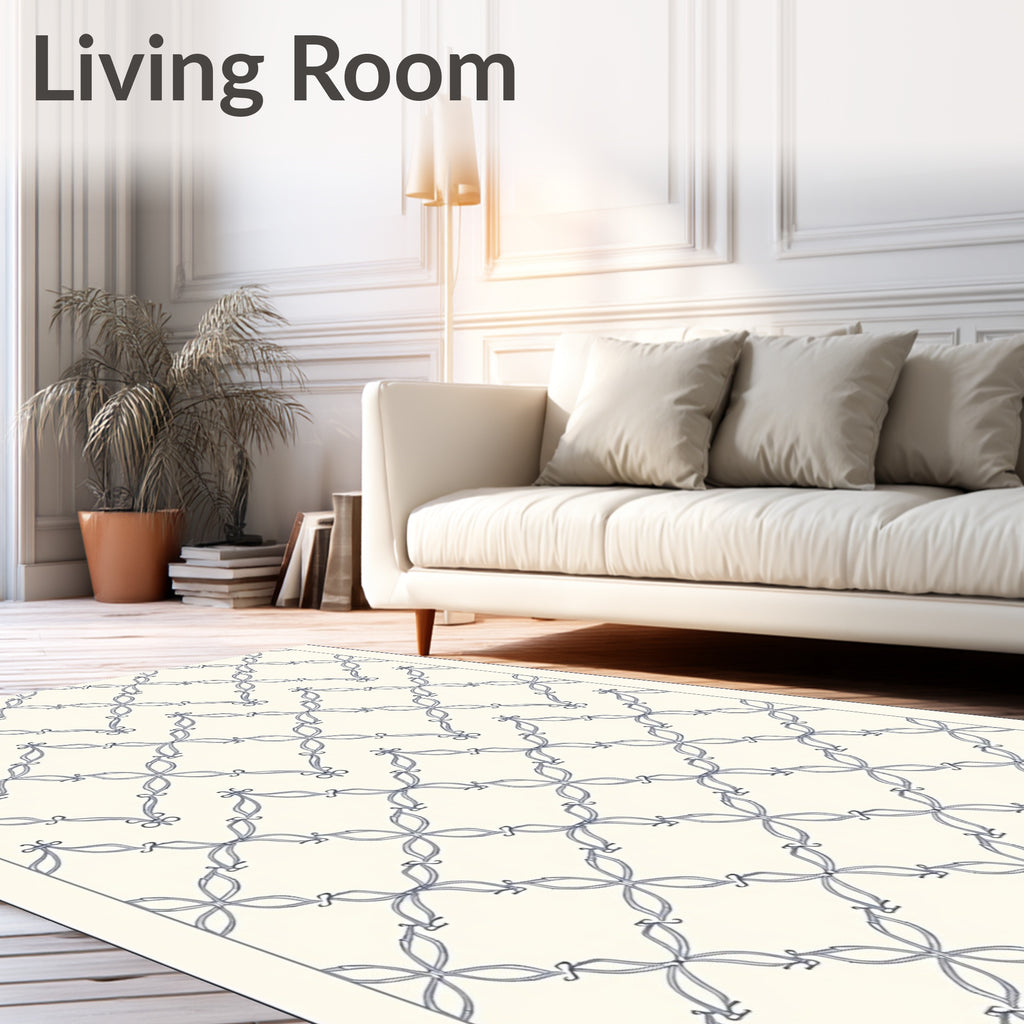 Light Blue Lattice Open Weave Rug