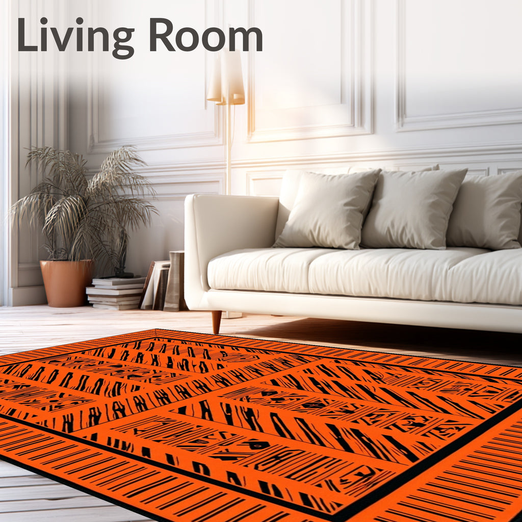 Bold Orange Tribal Stripes Rug